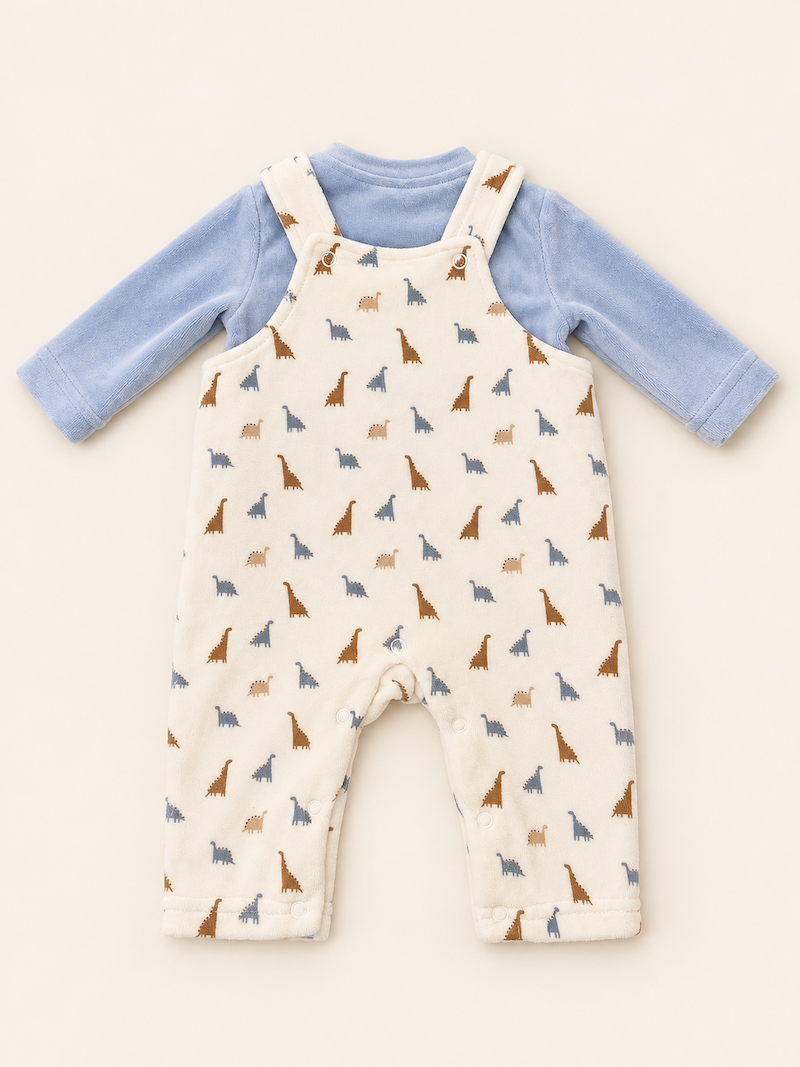 Completo maglia e salopette con dinosauri - immagine 7