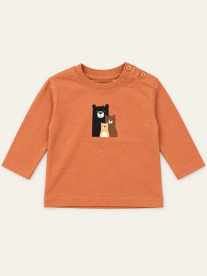 Maglia a maniche lunghe con famiglia di orsetti