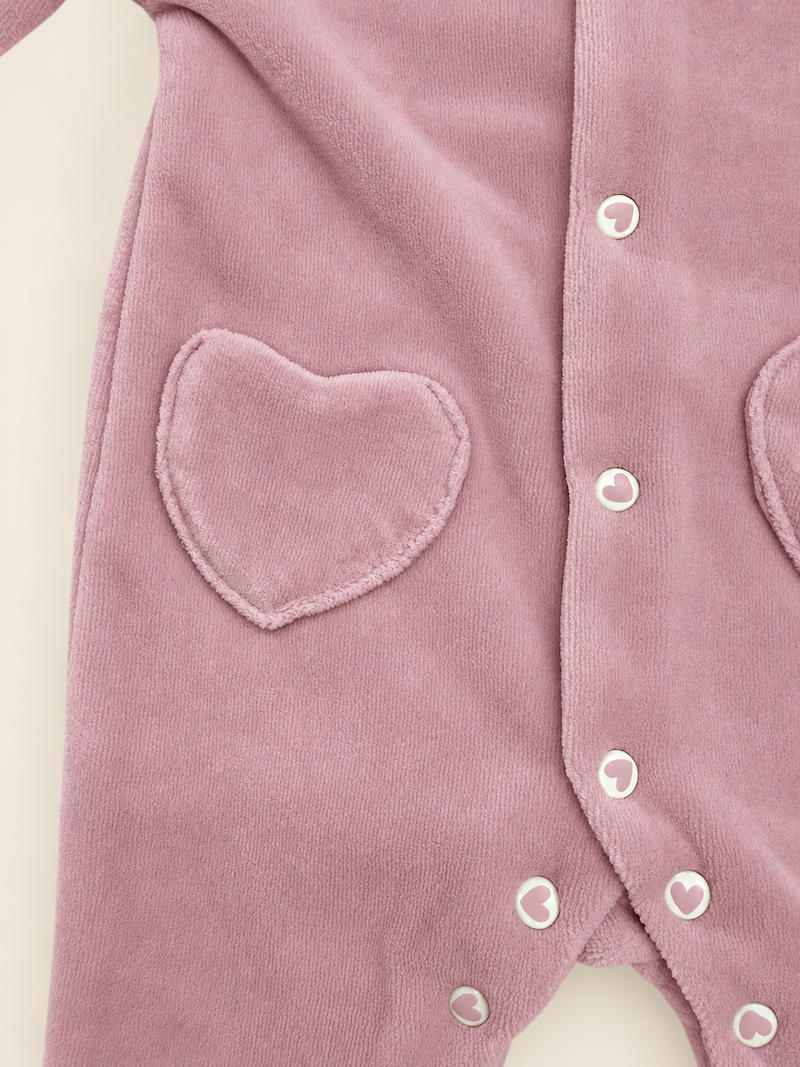 Tutina rosa con ruches e taschine a cuore - immagine 3