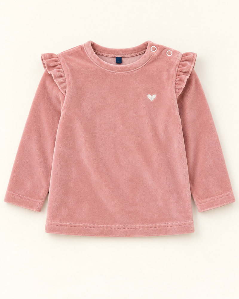 Completo maglia con ruches e pantalone con cuoricini - immagine 2