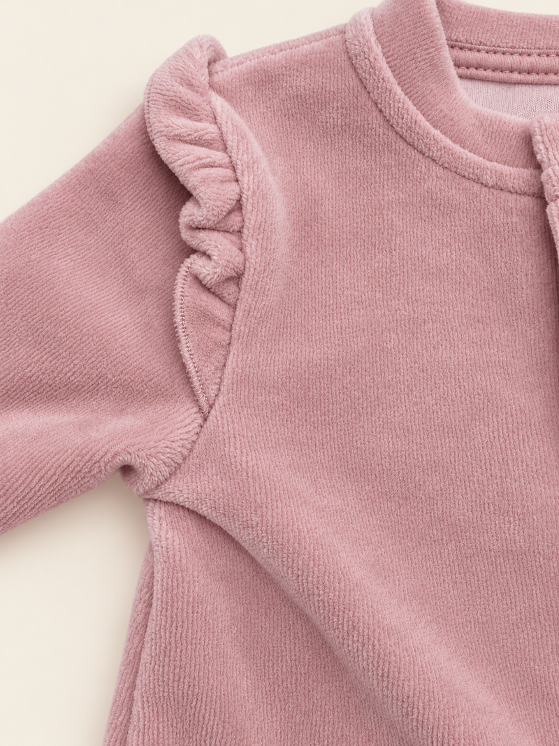 Tutina rosa con ruches e taschine a cuore - immagine 2