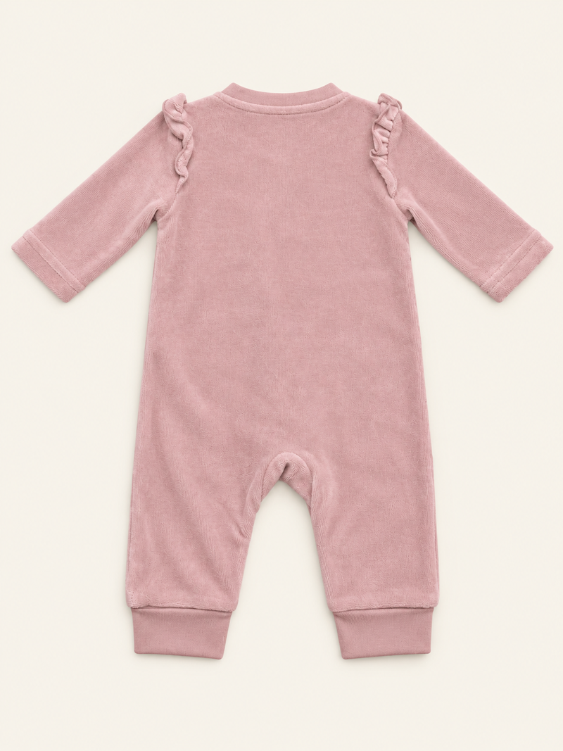 Tutina rosa con ruches e taschine a cuore - immagine 6