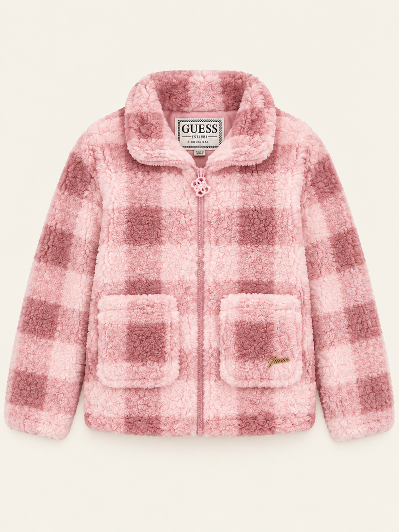 Giacchino teddy a quadri rosa