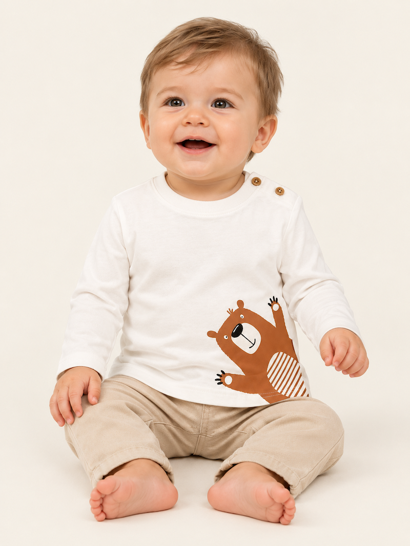 Maglia a maniche lunghe con orsetto - immagine 5