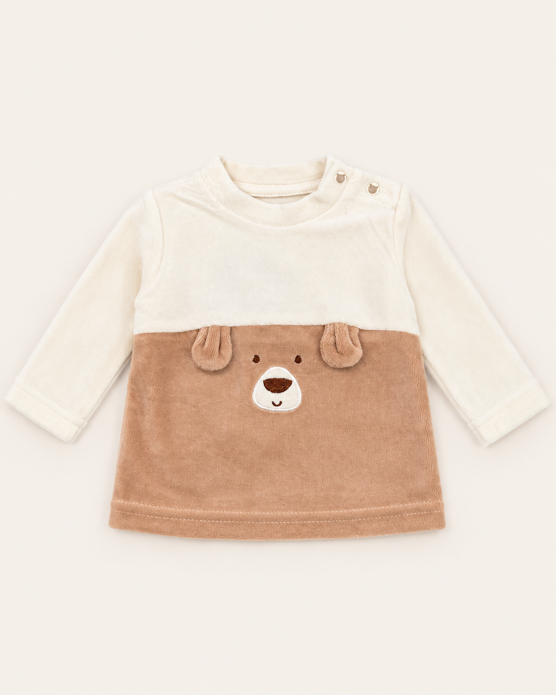 Completo maglia con orsetto e pantalone a righe - immagine 2