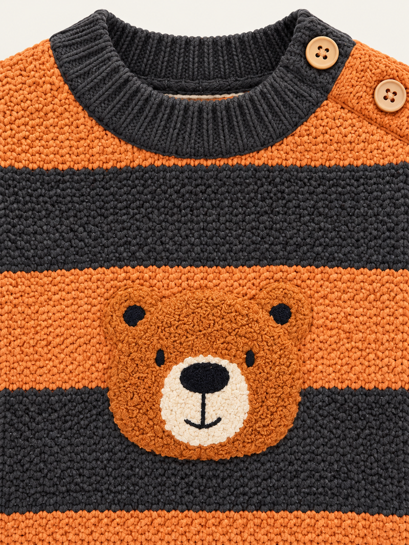 Maglioncino a righe con orsetto - immagine 2